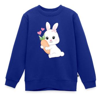 Hase mit Karotte Babykleidung Kinderkleidung - Kinder Premium Organic Sweatshirt - Royalblau - Vorne - AI Model Kid Female (0cm)