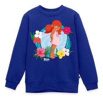 Zoom Der Weiße Delfin Marina Zwischen Blumen - Kinder Premium Organic Sweatshirt - Royalblau - Vorne - AI Model Kid Female (0cm)