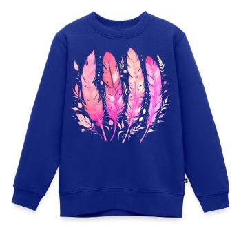 4 Federn, Vogelfedern, Indianer, Muster - Kinder Premium Organic Sweatshirt - Royalblau - Vorne - AI Model Kid Female (0cm)
