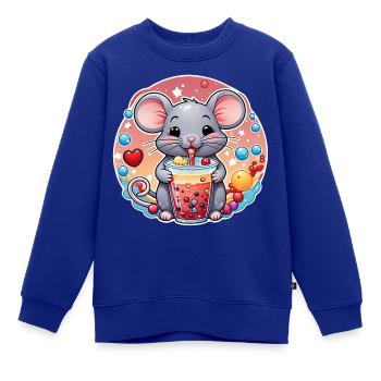 Kleine Süße Maus mit Erfrischung und Strohhalm - Kinder Premium Organic Sweatshirt - Royalblau - Vorne - AI Model Kid Female (0cm)