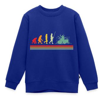 Schlagzeuger Evolution Drummer Retro Schlagzeug - Kinder Premium Organic Sweatshirt - Royalblau - Vorne - AI Model Kid Female (0cm)