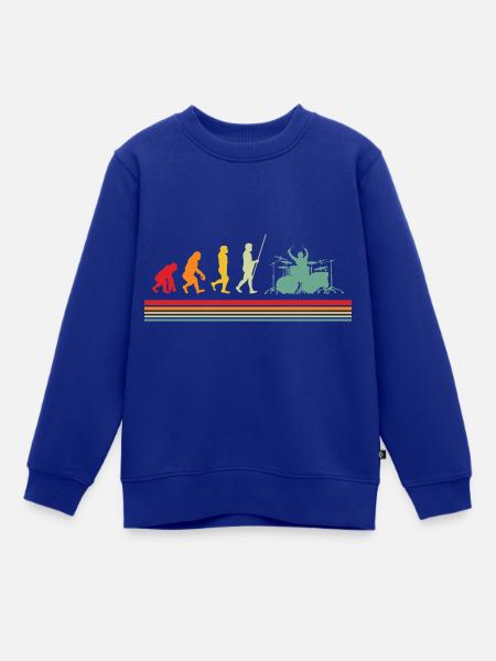 Schlagzeuger Evolution Drummer Retro Schlagzeug - Kinder Premium Organic Sweatshirt - Royalblau