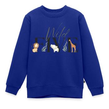 Wilder Fünfter Geburtstag Safari Zoo Motto Tiere 5 - Kinder Premium Organic Sweatshirt - Royalblau - Vorne - AI Model Kid Female (0cm)