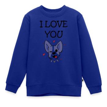I LOVE YOU - Kinder Premium Organic Sweatshirt - Royalblau - Vorne - AI Model Kid Female (0cm)