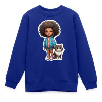 Kind Katze Freunde Geschenkidee - Kinder Premium Organic Sweatshirt - Royalblau - Vorne - AI Model Kid Female (0cm)