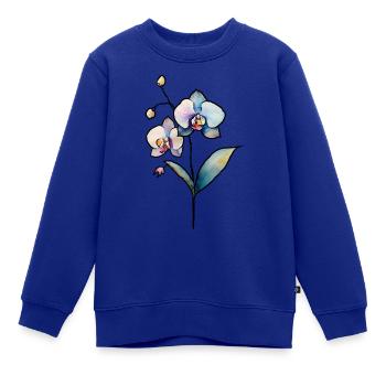 Orchidee - Kinder Premium Organic Sweatshirt - Royalblau - Vorne - AI Model Kid Female (0cm)