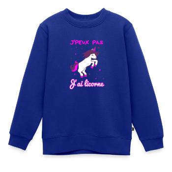 Ich kann nicht ich Einhorn - Kinder Premium Organic Sweatshirt - Royalblau - Vorne - AI Model Kid Female (0cm)