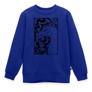 Drache Tusche Zeichnung, Comic Stil, Fantasy - Kinder Premium Organic Sweatshirt - Royalblau - Vorne - AI Model Kid Female (0cm)
