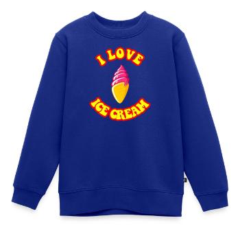 I love ice cream ich liebe Eiscreme Waffeleis - Kinder Premium Organic Sweatshirt - Royalblau - Vorne - AI Model Kid Female (0cm)