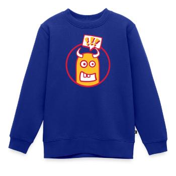 Niedliche Comic Figur (Ausrufezeichen, Kreis) - Kinder Premium Organic Sweatshirt - Royalblau - Vorne - AI Model Kid Female (0cm)