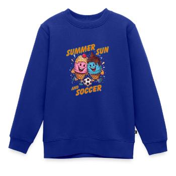 Sommer Sonne Fussball lachende kickende Eistüten - Kinder Premium Organic Sweatshirt - Royalblau - Vorne - AI Model Kid Female (0cm)