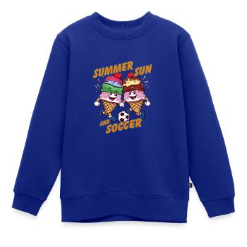 Sommer Sonne Fussball lachende kickende Eistüten - Kinder Premium Organic Sweatshirt - Royalblau - Vorne - AI Model Kid Female (0cm)