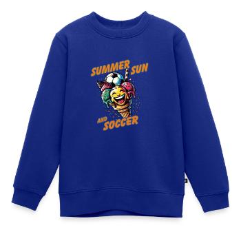 Sommer Sonne Fussball lachende Eistüte - Kinder Premium Organic Sweatshirt - Royalblau - Vorne - AI Model Kid Female (0cm)