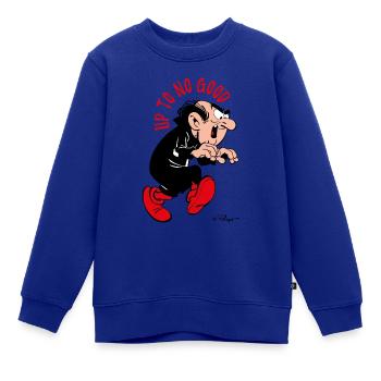 Die Schlümpfe Gargamel Up To No Good Spruch - Kinder Premium Organic Sweatshirt - Royalblau - Vorne - AI Model Kid Female (0cm)
