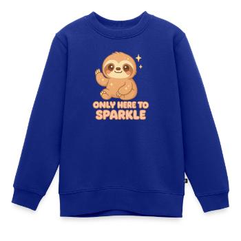 Glitzer-Faultier – Nur hier um zu funkeln - Kinder Premium Organic Sweatshirt - Royalblau - Vorne - AI Model Kid Female (0cm)