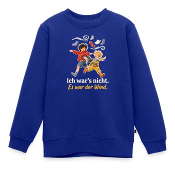 Ich war’s nicht. Es war der Wind. – Kindershirt - Kinder Premium Organic Sweatshirt - Royalblau - Vorne - AI Model Kid Female (0cm)