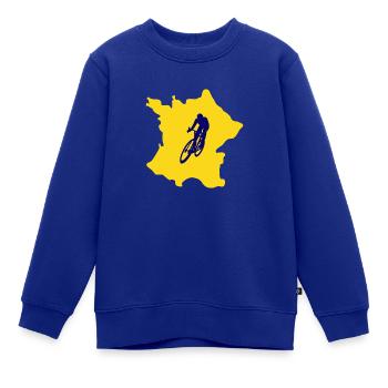 Frankreich Karte mit Fahrrad – Radfahrer Design - Kinder Premium Organic Sweatshirt - Royalblau - Vorne - AI Model Kid Female (0cm)