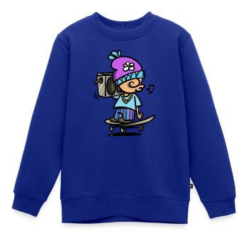 Skater with Ghettoblaster - Kinder Premium Organic Sweatshirt - Royalblau - Vorne - AI Model Kid Female (0cm)