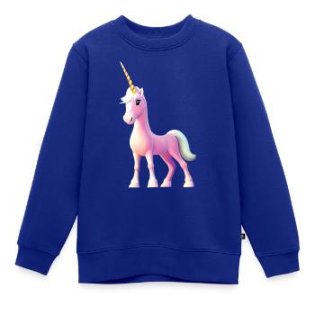 Einhorn mit goldenem Horn - Kinder Premium Organic Sweatshirt - Royalblau - Vorne - AI Model Kid Female (0cm)