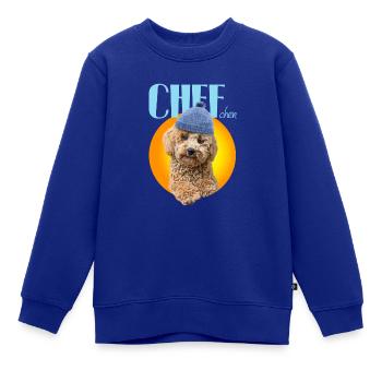 Pudel mit Pudelmütze "Chefchen" - Kinder Premium Organic Sweatshirt - Royalblau - Vorne - AI Model Kid Female (0cm)