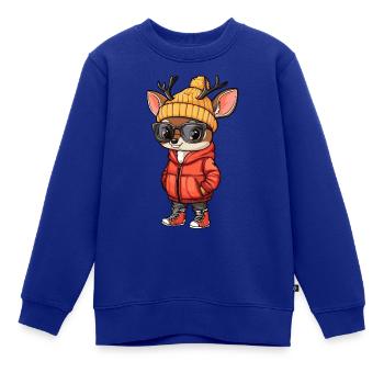 Hirsch Winter - Kinder Premium Organic Sweatshirt - Royalblau - Vorne - AI Model Kid Female (0cm)