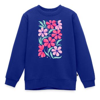 Blumen Dekor in Pink. Personalisierbar - Kinder Premium Organic Sweatshirt - Royalblau - Vorne - AI Model Kid Female (0cm)