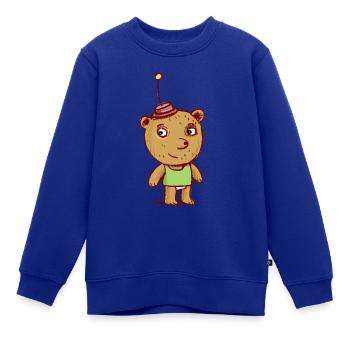 Bär - Kinder Premium Organic Sweatshirt - Royalblau - Vorne - AI Model Kid Female (0cm)