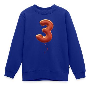Die Zahl 3 als schöner 3D-Ballon in violett mit ro - Kinder Premium Organic Sweatshirt - Royalblau - Vorne - AI Model Kid Female (0cm)