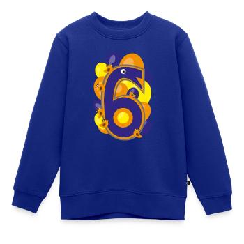 Kindergeburtstags-Zahl die glückliche sechs. - Kinder Premium Organic Sweatshirt - Royalblau - Vorne - AI Model Kid Female (0cm)