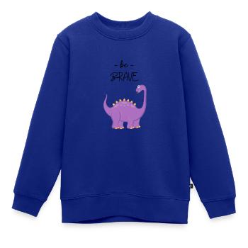 Seien Sie mutig, niedliches Dinosaurierdesign, Motivationszitat - Kinder Premium Organic Sweatshirt - Royalblau - Vorne - AI Model Kid Female (0cm)