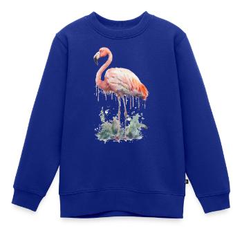 Rosa Flamingo - Kinder Premium Organic Sweatshirt - Royalblau - Vorne - AI Model Kid Female (0cm)