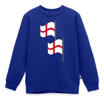 Zwei englische Flaggen - Kinder Premium Organic Sweatshirt - Royalblau - Vorne - AI Model Kid Female (0cm)