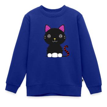 Wunderschöne Schwarze Katze mit rosa Ohren - Kinder Premium Organic Sweatshirt - Royalblau - Vorne - AI Model Kid Female (0cm)