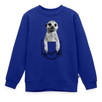 Baby Erdmännchen in Pocket Tasche - Kinder Premium Organic Sweatshirt - Royalblau - Vorne - AI Model Kid Female (0cm)