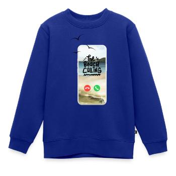 Der Strand ruft an ! Urlaub Meer Entspannen - Kinder Premium Organic Sweatshirt - Royalblau - Vorne - AI Model Kid Female (0cm)