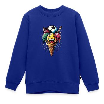 Sommer Sonne Fussball lachende Eistüte - Kinder Premium Organic Sweatshirt - Royalblau - Vorne - AI Model Kid Female (0cm)