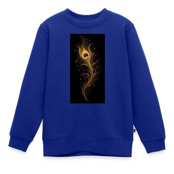 Pfauenfeder - Kinder Premium Organic Sweatshirt - Royalblau - Vorne - AI Model Kid Female (0cm)