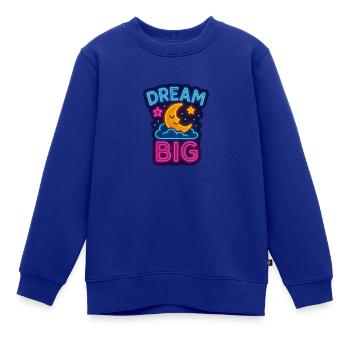 Dream Big – Träumender Mond in Neon - Kinder Premium Organic Sweatshirt - Royalblau - Vorne - AI Model Kid Female (0cm)