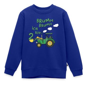 2 Jahre Kinder Bagger Traktor Geschenk Geburtstag - Kinder Premium Organic Sweatshirt - Royalblau - Vorne - AI Model Kid Female (0cm)