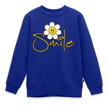 smile - Kinder Premium Organic Sweatshirt - Royalblau - Vorne - AI Model Kid Female (0cm)