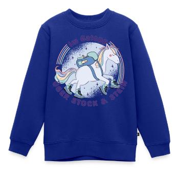 Einhorn - Wandern mit Kind - über Stock und Stein - Kinder Premium Organic Sweatshirt - Royalblau - Vorne - AI Model Kid Female (0cm)