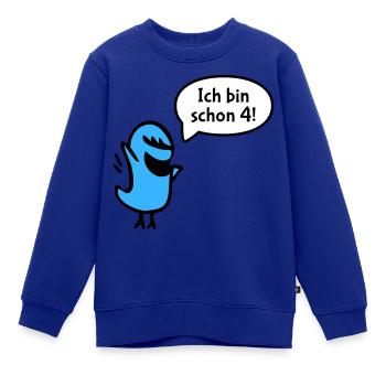 Ich bin schon vier - Kinder Premium Organic Sweatshirt - Royalblau - Vorne - AI Model Kid Female (0cm)