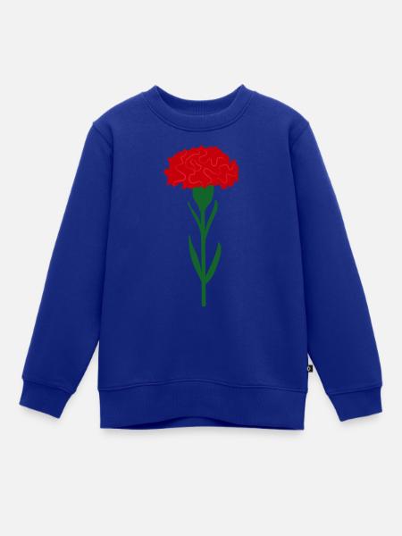 Einzelne leuchtend rote Nelkenblume - Kinder Premium Organic Sweatshirt - Royalblau