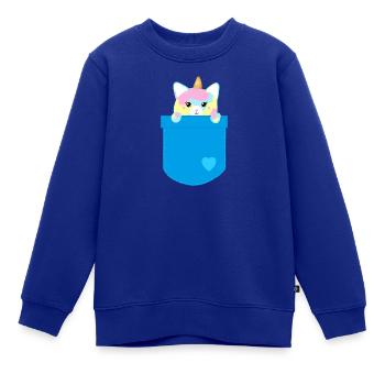 Taschenkatze blau - Kinder Premium Organic Sweatshirt - Royalblau - Vorne - AI Model Kid Female (0cm)