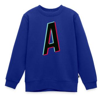 A - Buchstabe - A - Kinder Premium Organic Sweatshirt - Royalblau - Vorne - AI Model Kid Female (0cm)