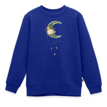 Lune élégante et noble avec des fleurs - Sweat Premium enfant bio - bleu roi - Devant - AI Model Kid Female (0cm)