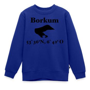 Borkum Design, Nordseeinsel - Kinder Premium Organic Sweatshirt - Royalblau - Vorne - AI Model Kid Female (0cm)