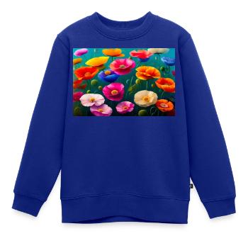 Mohnblumen, digitale Malerei - Kinder Premium Organic Sweatshirt - Royalblau - Vorne - AI Model Kid Female (0cm)