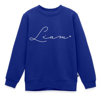 Name Liam - Kinder Premium Organic Sweatshirt - Royalblau - Vorne - AI Model Kid Female (0cm)