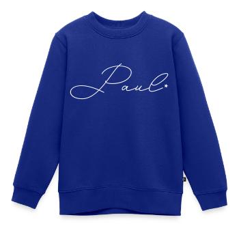 Name Paul - Kinder Premium Organic Sweatshirt - Royalblau - Vorne - AI Model Kid Female (0cm)
